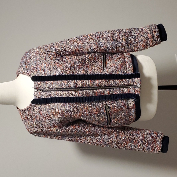 Parker Boucle and Velvet Bomber Jacket Size M - Picture 2 of 8